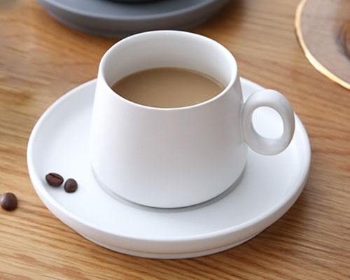 White Ceramic Coffee Cup Set