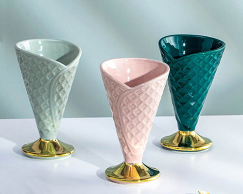 Ceramic Ice Cream Cone Cups