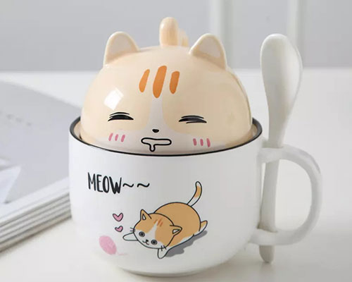 Ceramic Soup Mug With Lid