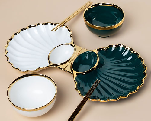 Ceramic Sushi Plate with Dipping Saucer