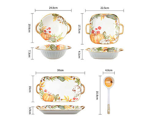 Ceramic Thanksgiving Plates Set