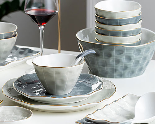 Gray Ceramic Plates And Bowls