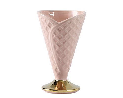 Pink Ceramic Ice Cream Cone Cup