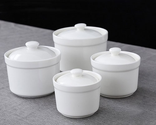 Small White Ceramic Stew Pots