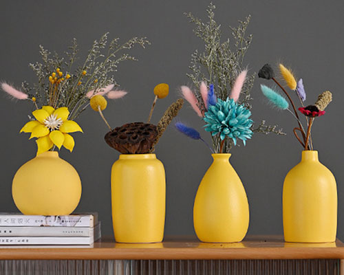 Small Yellow Ceramic Vases