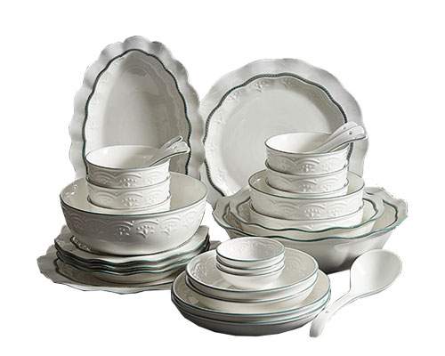 White Ceramic Plates and Bowls Set