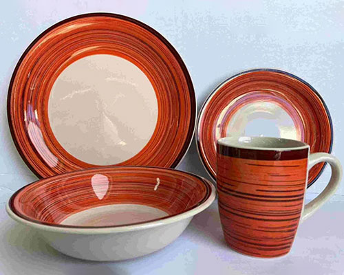 Red Ceramic Crockery Set