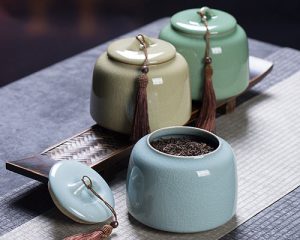 Round Ceramic Tea Jars with Lids