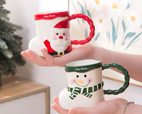 Boot Shape Ceramic Christmas Mugs
