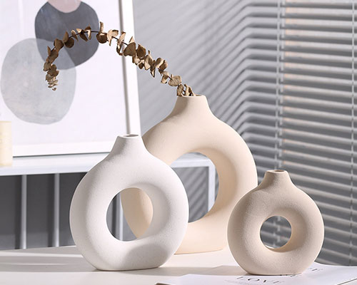 White Donut Ceramic Vases