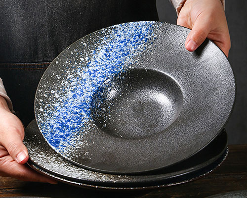 Blue Speckled Ceramic Plates