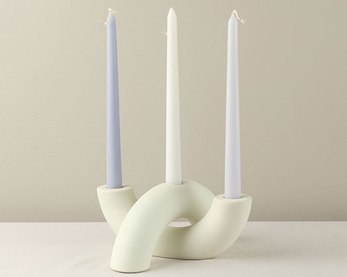 White Ceramic Pillar Candle Holders