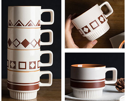Stackable Custom Ceramic Coffee Mugs