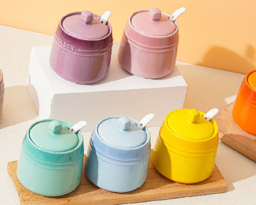 Colored Ceramic Spice Jars With Lids Wholesale