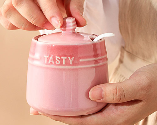 Pink Ceramic Spice Jar With Lid