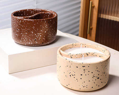 Speckled Ceramic Candle Vessels in Bulk