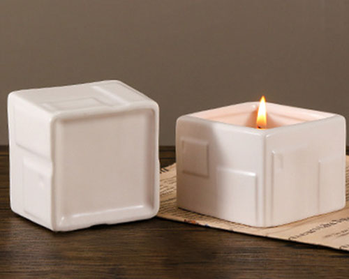 White Square Ceramic Candle Holders